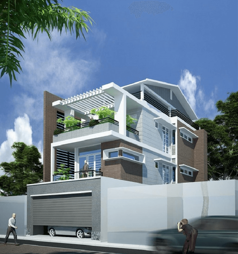 Thiết kế nhà 2 tầng 2 mặt tiền hiện đại 68x12m tại Hồng Hà Quảng Ninh